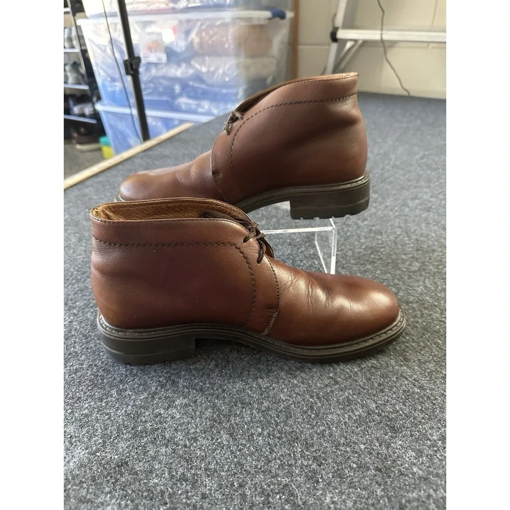 Vintage EDDIE‎ BAUER Brown Pebbled Leather Apron Toe Ankle Boots Women's Sz. 8M